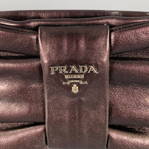 PRADA Purple Silver Bow Leather Cross Body Handbag