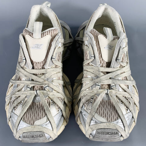 BALENCIAGA Size 8 3XL Extreme Lace Grey Brown Polyester Distressed Sneakers