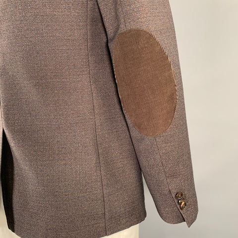 MAISON MARGIELA Size 42 Brown Blue Melange Wool Blend Sport Coat