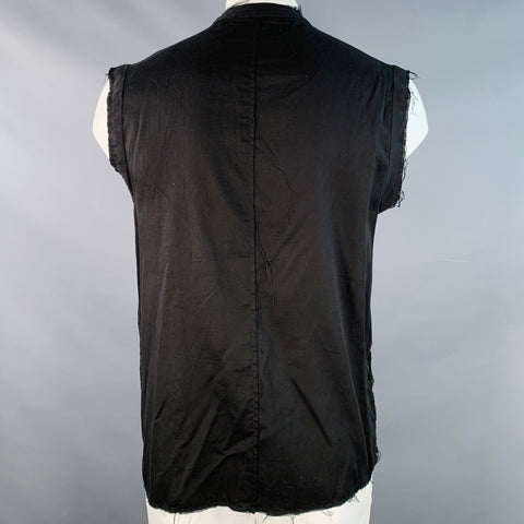 ASKYY TOKYO One Size Black Cotton Deconstructed Raw Hem Vest