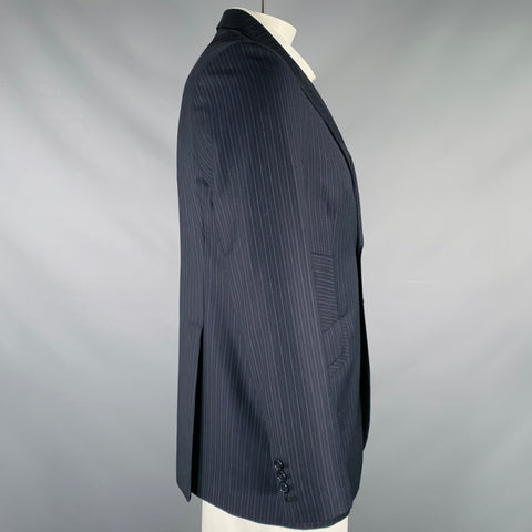 AUGUST Size 42 Navy Blue Stripe Single Breasted Sport Coat
