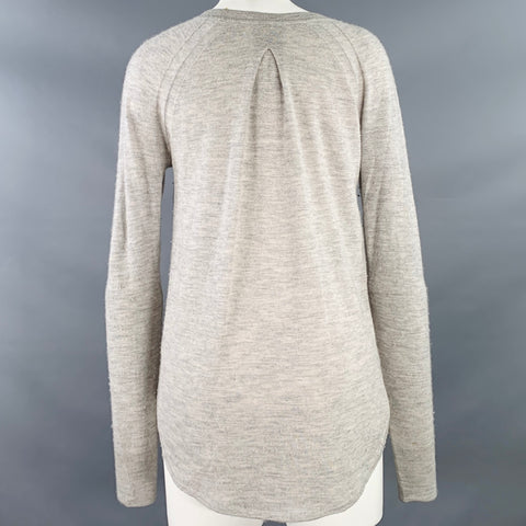 MARGARET OLEARY Size XS Grey Cashmere Heather V-Neck Pullover