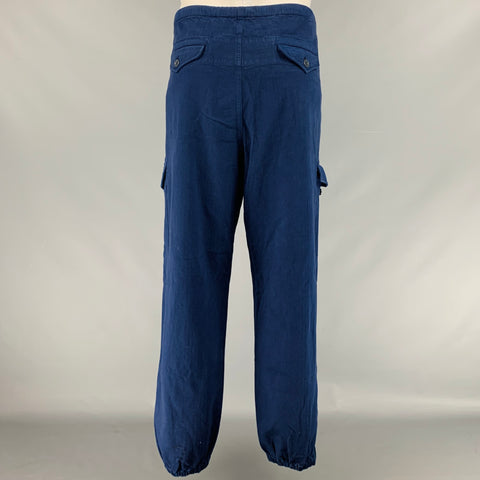 GUCCI Talla XL Pantalones casuales con cordón y bolsillos grandes de algodón azul marino