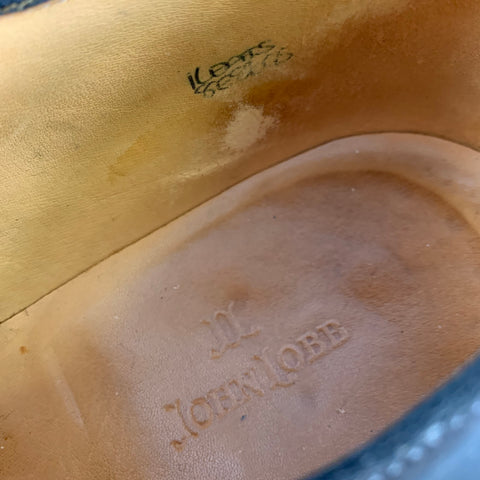 JOHN LOBB KEPAS Size 9 Black Perforated Leather Pointed Toe Lace Up Shoes