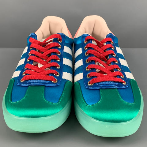 GUCCI Size 10 Blue Green Nylon Low Top Sneakers