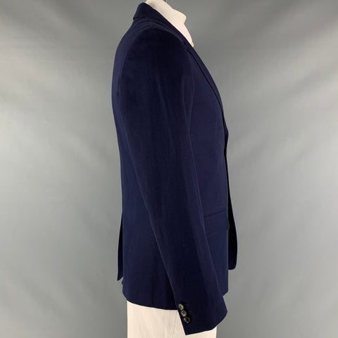 A.P.C. Size L Navy Cotton Linen Single Breasted Sport Coat