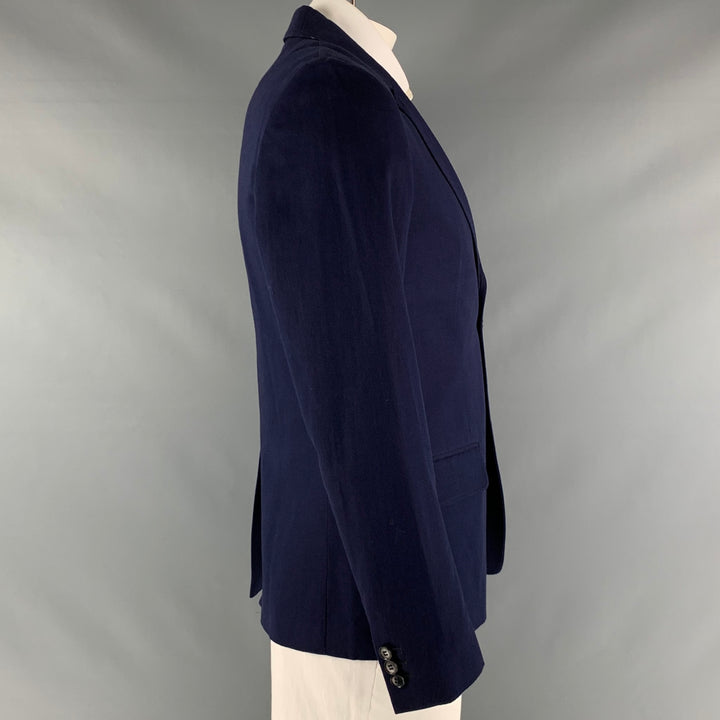 A.P.C. Size L Navy Cotton Linen Single Breasted Sport Coat