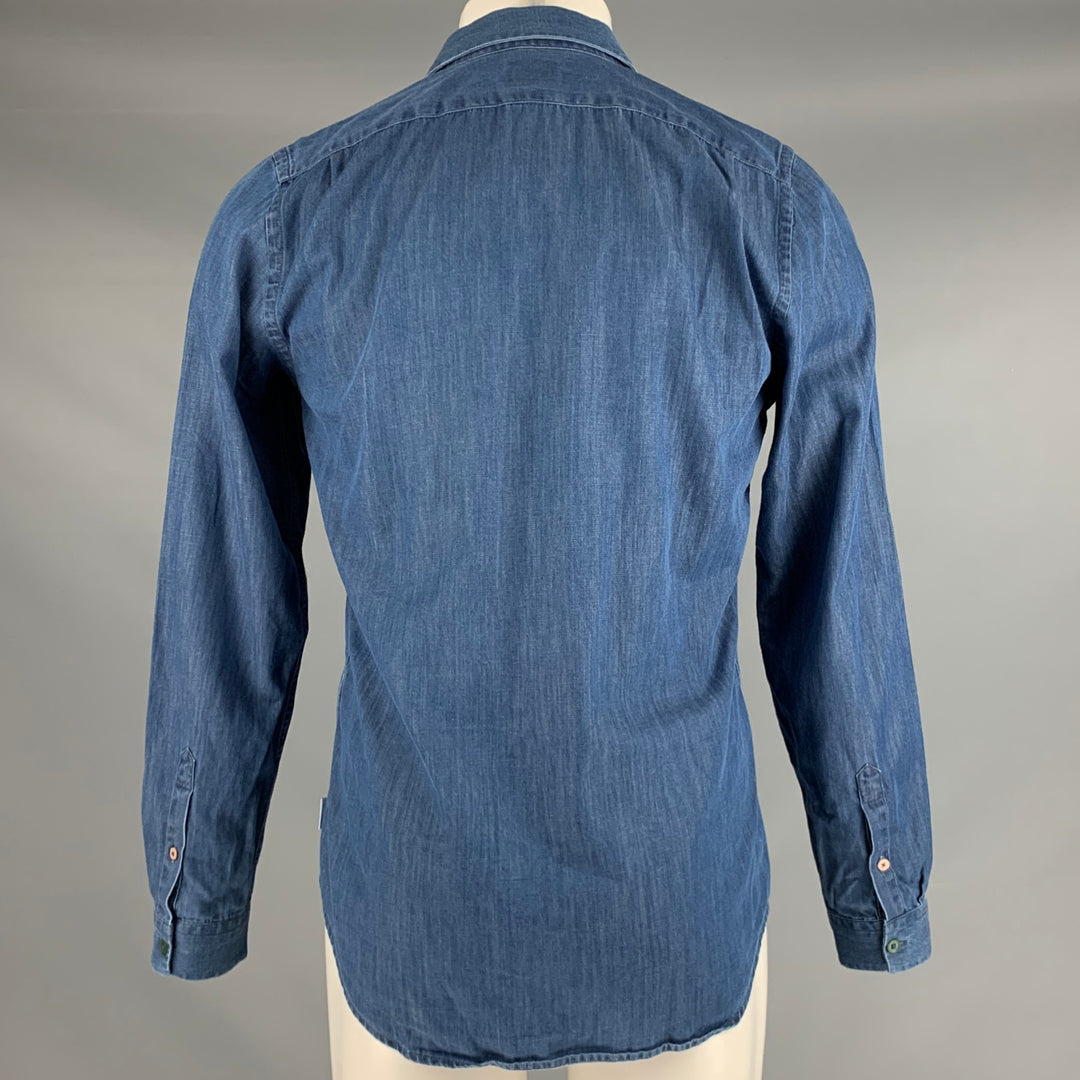 PAUL SMITH Size S Blue Cotton Tailored Fit Long Sleeve Shirt