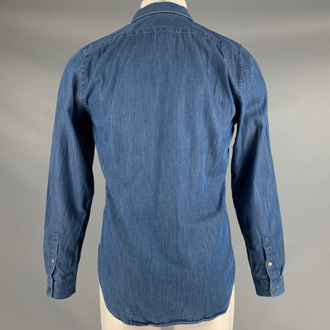 PAUL SMITH Size S Blue Cotton Tailored Fit Long Sleeve Shirt