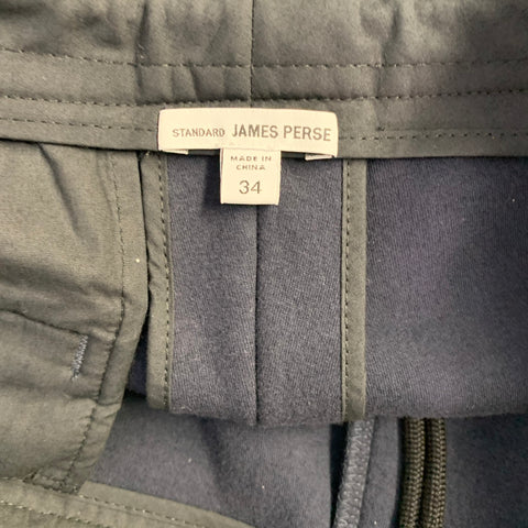 JAMES PERSE Size 34 Navy Cotton Blend Zip Pockets Tapered Casual Pants