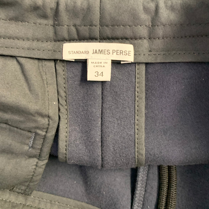 JAMES PERSE Size 34 Navy Cotton Blend Zip Pockets Tapered Casual Pants
