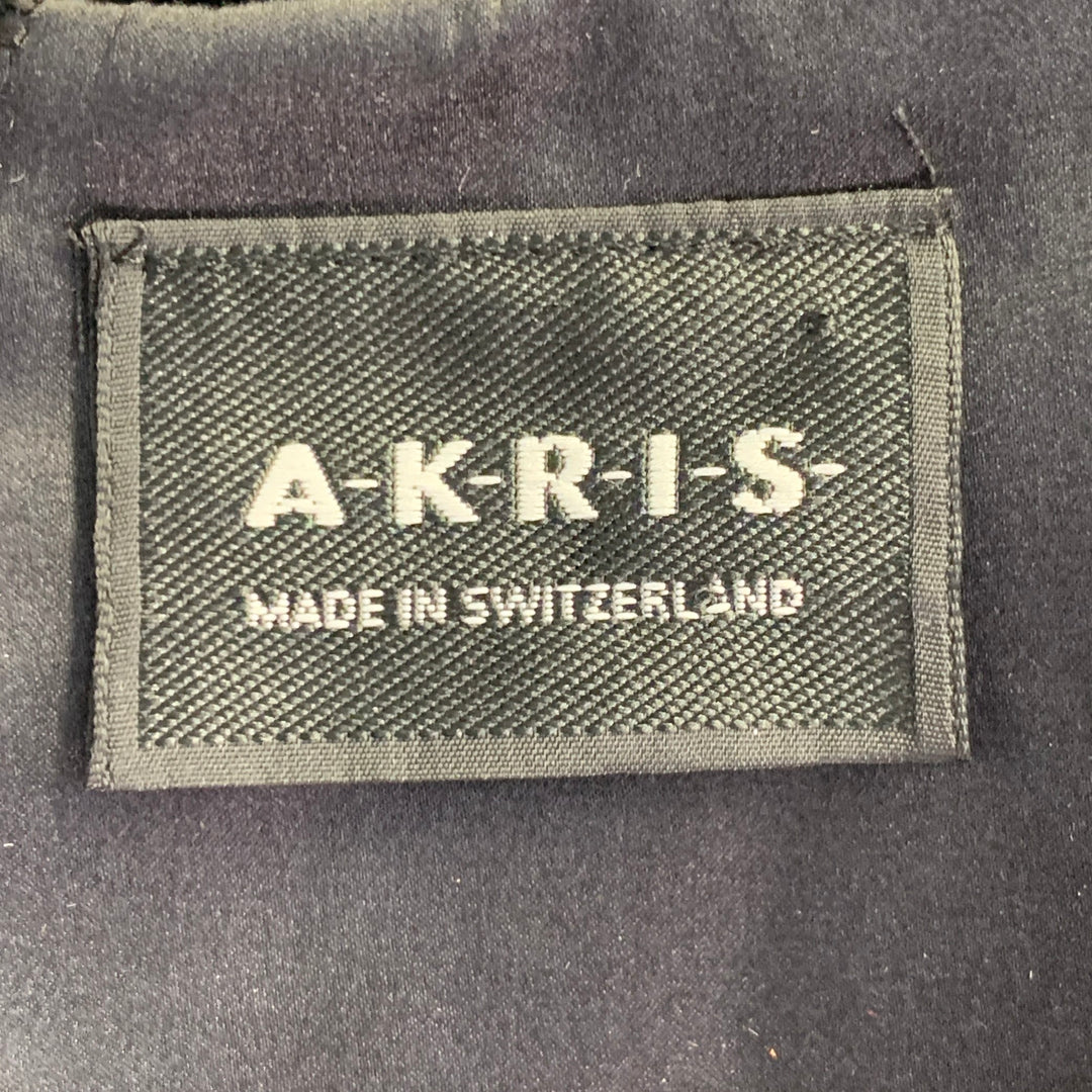 AKRIS Size 14 Black Metallic Gold Velvet Polka Dot Long Sleeve Bow Midi Dress