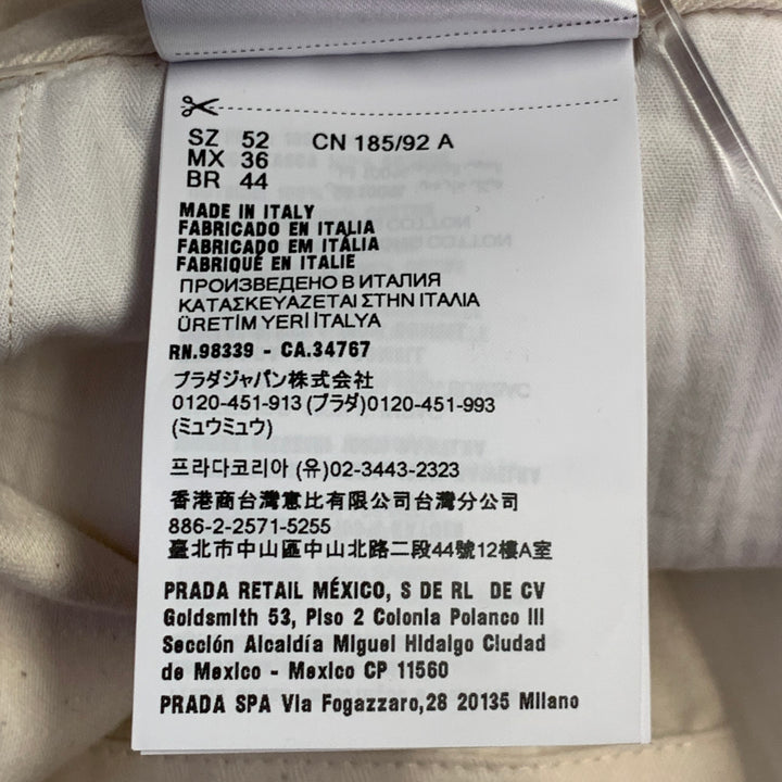 PRADA Size 36 Beige Cotton Herringbone Tapered Elastic Cuffs Zip Fly Casual Pants