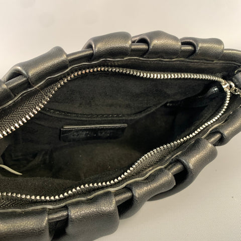 STAUD SS2020 Black Wrinkled Leather Pouch Bag