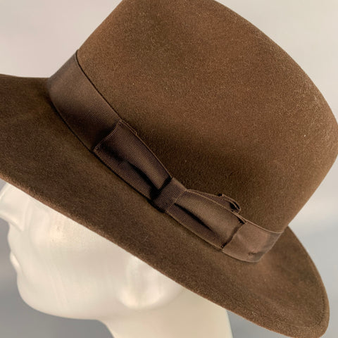 BORSALINO Size M Baker Brown Felt Fedora Hat
