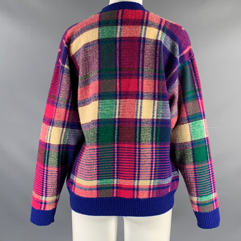 RALPH LAUREN Size M Purple Multi-Color Cashmere Plaid Cardigan