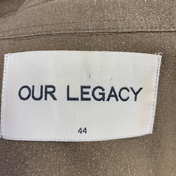 OUR LEGACY Size M Khaki Silk One Pocket Long Sleeve Shirt