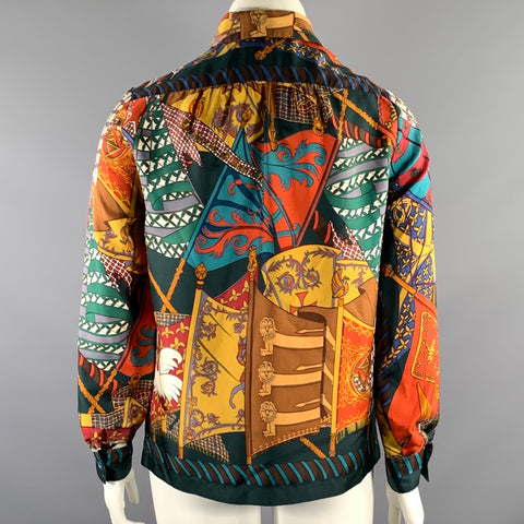 Chemise en soie à manches longues multicolore HERMES, taille 8