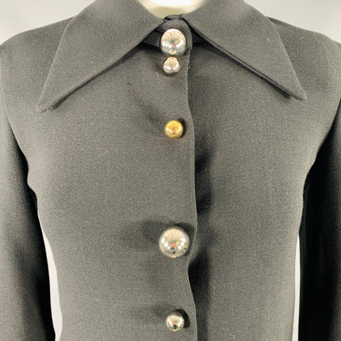 A.W.A.K.E.MODE Size 0 Black Polyester Blend Long Sleeve Blouse
