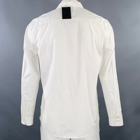 ATM Size L White Cotton Spread Collar Long Sleeve Shirt