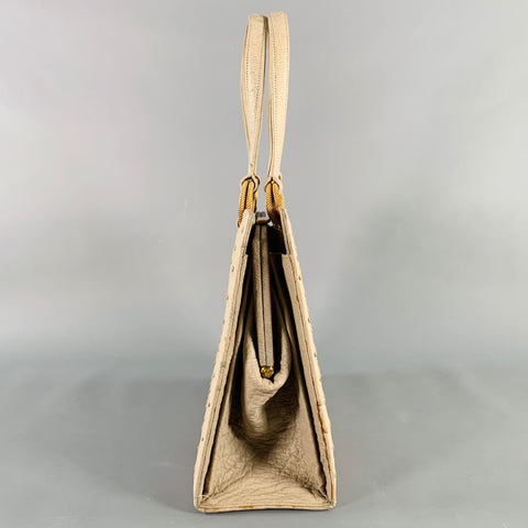 VINTAGE Gold Taupe Ostrich Leather Handbag