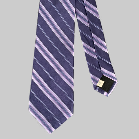 VALENTINO Indigo Purple Mixed Pattern Silk Tie