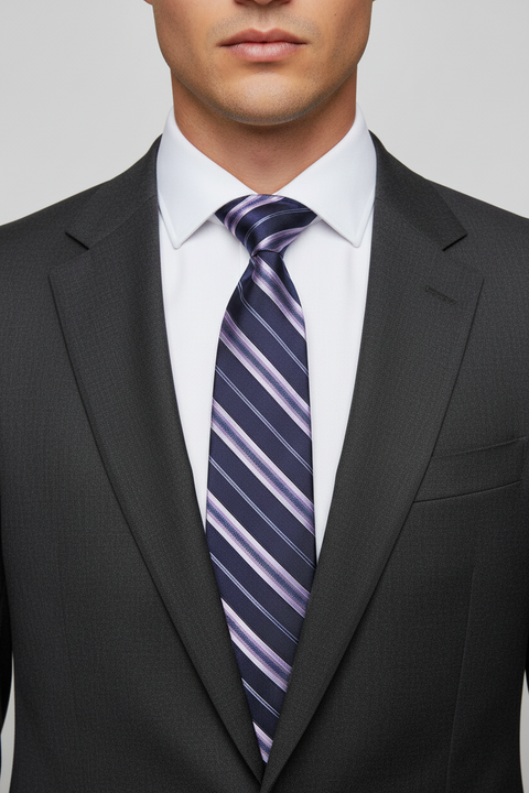 VALENTINO Indigo Purple Mixed Pattern Silk Tie