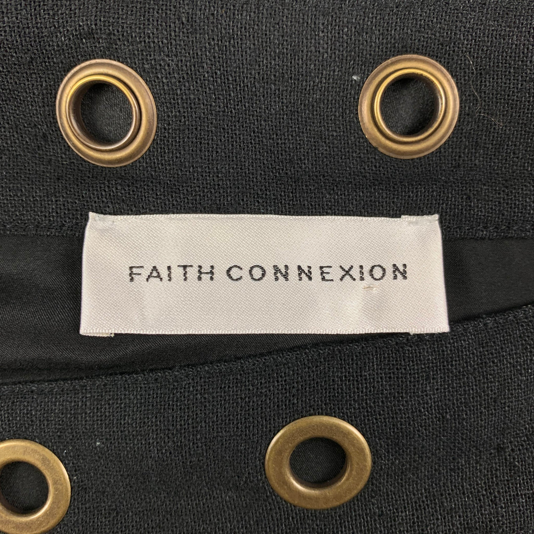 FAITH CONNEXION Size S Black Silk Raw Edge Dress Top