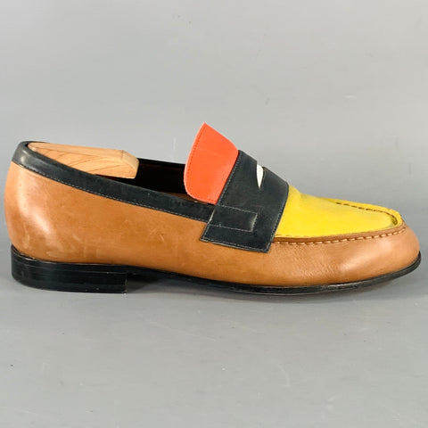 PS by PAUL SMITH Size 8 Tan Multi Color Color Block Leather Slip On Penny Loafers