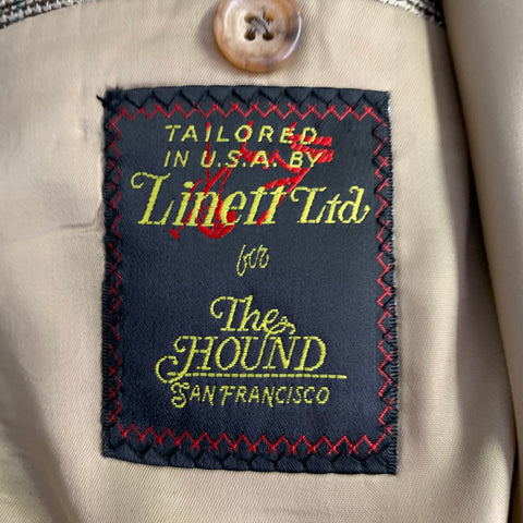 THE HOUND Size 42 Brown Cream Houndstooth Single Breasted Sport Coat