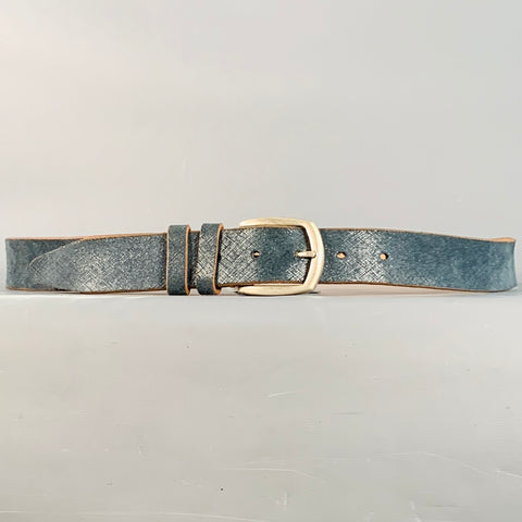 ALLEN EDMONDS Size 42 Blue Tan Textured Leather Belt