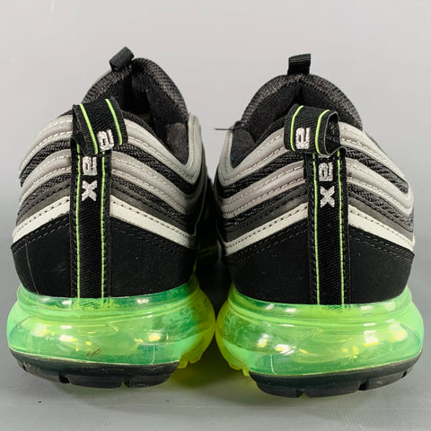 NIKE Size 10.5 Black Neon Green Mesh Lace-Up Sneakers