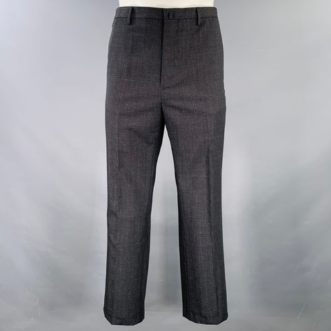 LANVIN Size 36 Grey Charcoal Wool Mohair Flat Front Dress Pants