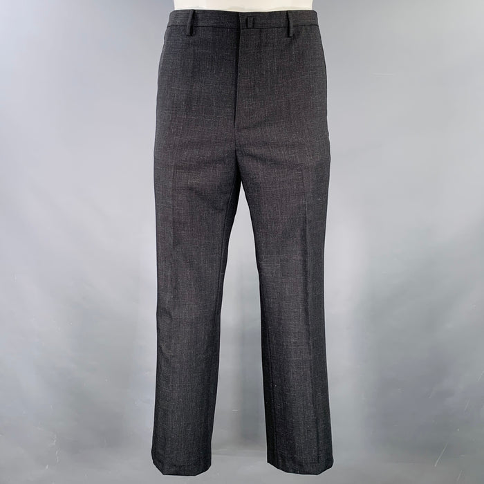 LANVIN Size 36 Grey Charcoal Wool Mohair Flat Front Dress Pants