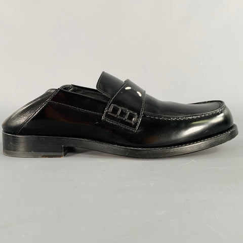 MAISON MARGIELA Size 8 Black Leather Contrast Stitch Loafer Flats