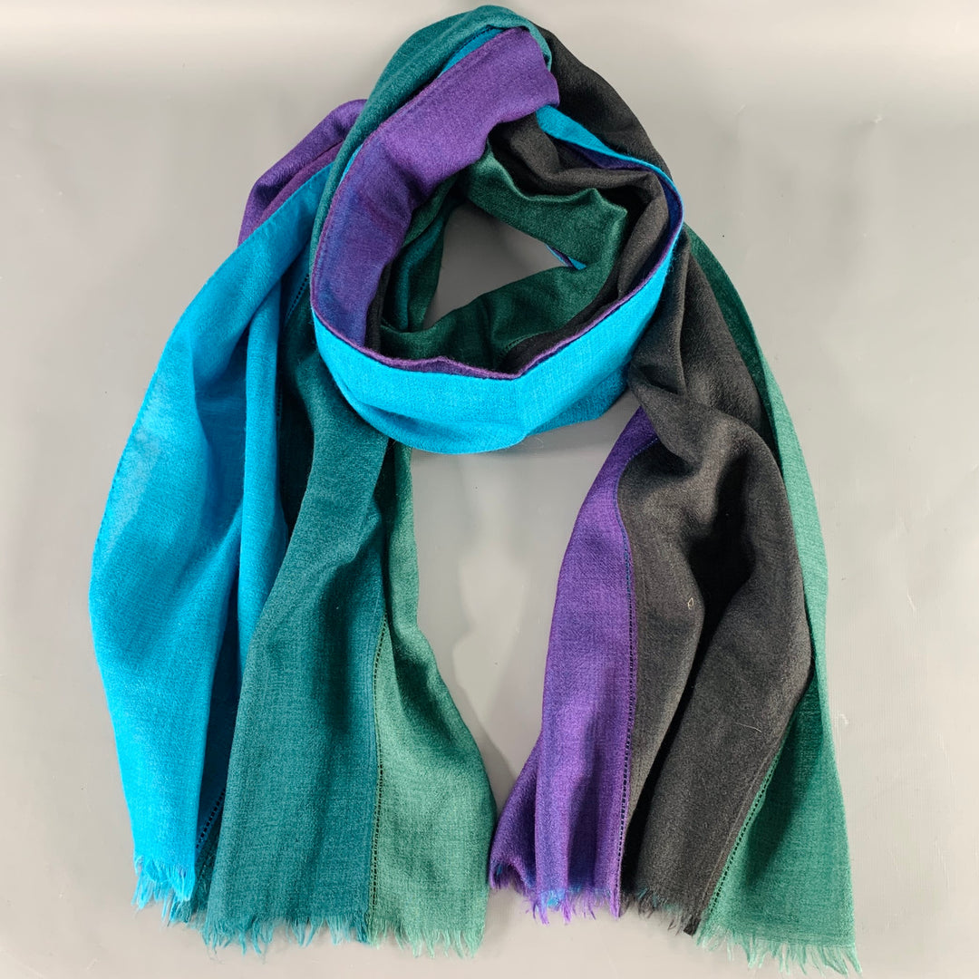 AKRIS Multi Color Stripe Color Block Silk Blend Scarf – Sui  display picture 1