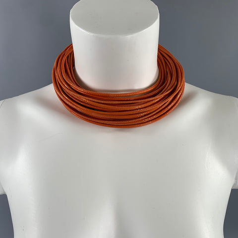 BRUNELLO CUCINELLI Orange Leather Necklace