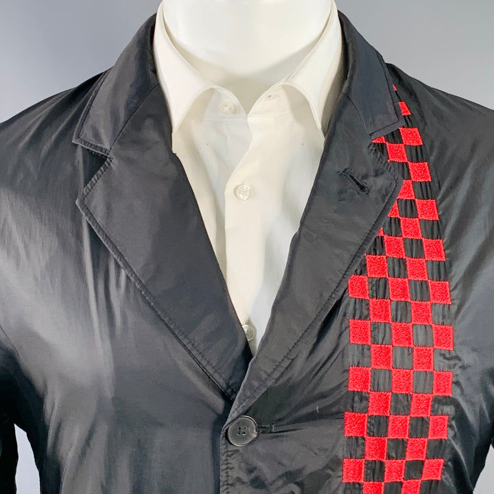 HAIDER ACKERMANN Size M Black Red Checkered Notch Lapel Sport Coat