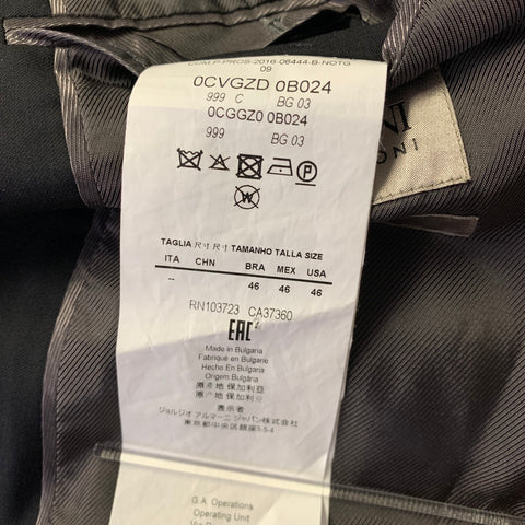 ARMANI COLLEZIONI Size 40 Black Wool Notch Lapel Sport Coat