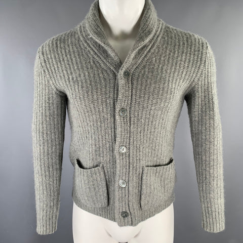 RALPH LAUREN Taille S Gilet cardigan en cachemire tricoté gris