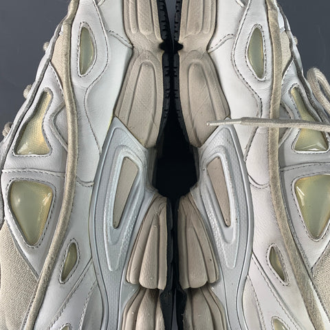 ADIDAS x RAF SIMONS Size 10 Ozweego Bunny White Cream Leather Canvas Runner Sneakers