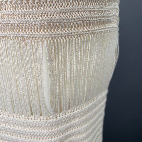 CELINE Size M Cream Silk Cotton Knit Elastic Waistband Maxi Skirt