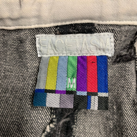 FACETASM Size M Grey White Cotton Denim Distressed Jacket