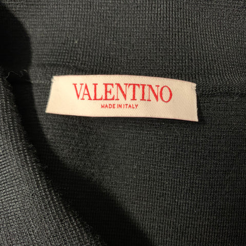 VALENTINO Size XL Black Knitted Wool Polo Pullover