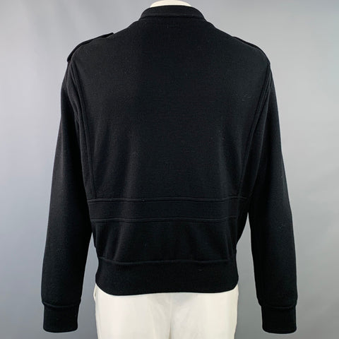 ADAM KIMMEL Size L Black Wool Knit Epaulets Military Jacket