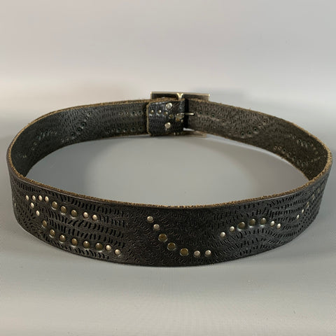 BRAVE Size 38 Brown Dark Metallic Perforated Leather Belt