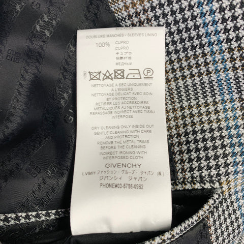 GIVENCHY Size 38 Grey Black Purple Plaid Contrast Trim Wool Blend Sport Coat