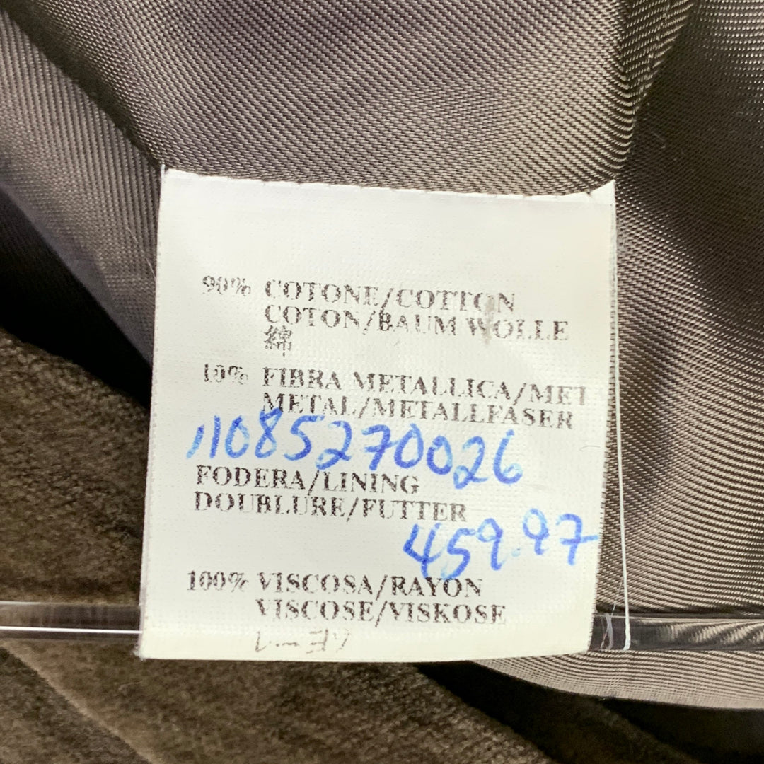 CoSTUME NATIONAL Size 38 Brown Textured Cotton Metal Blend Velvet Notch Lapel Jacket