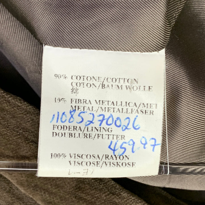 CoSTUME NATIONAL Size 38 Brown Textured Cotton Metal Blend Velvet Notch Lapel Jacket