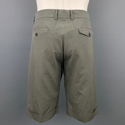 WOOSTER + LARDINI Size 32 Olive Cotton Blend Button Fly Shorts